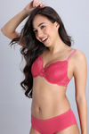 Zivame Dreamcatcher Padded Regular Wired 3/4th Coverage Lace Bra - Claret Red — thumbnail 3